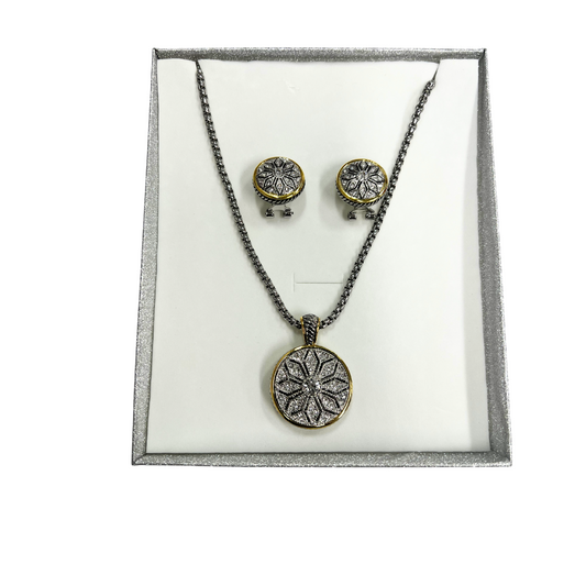 Pave Round Rope Necklace and Earring Set