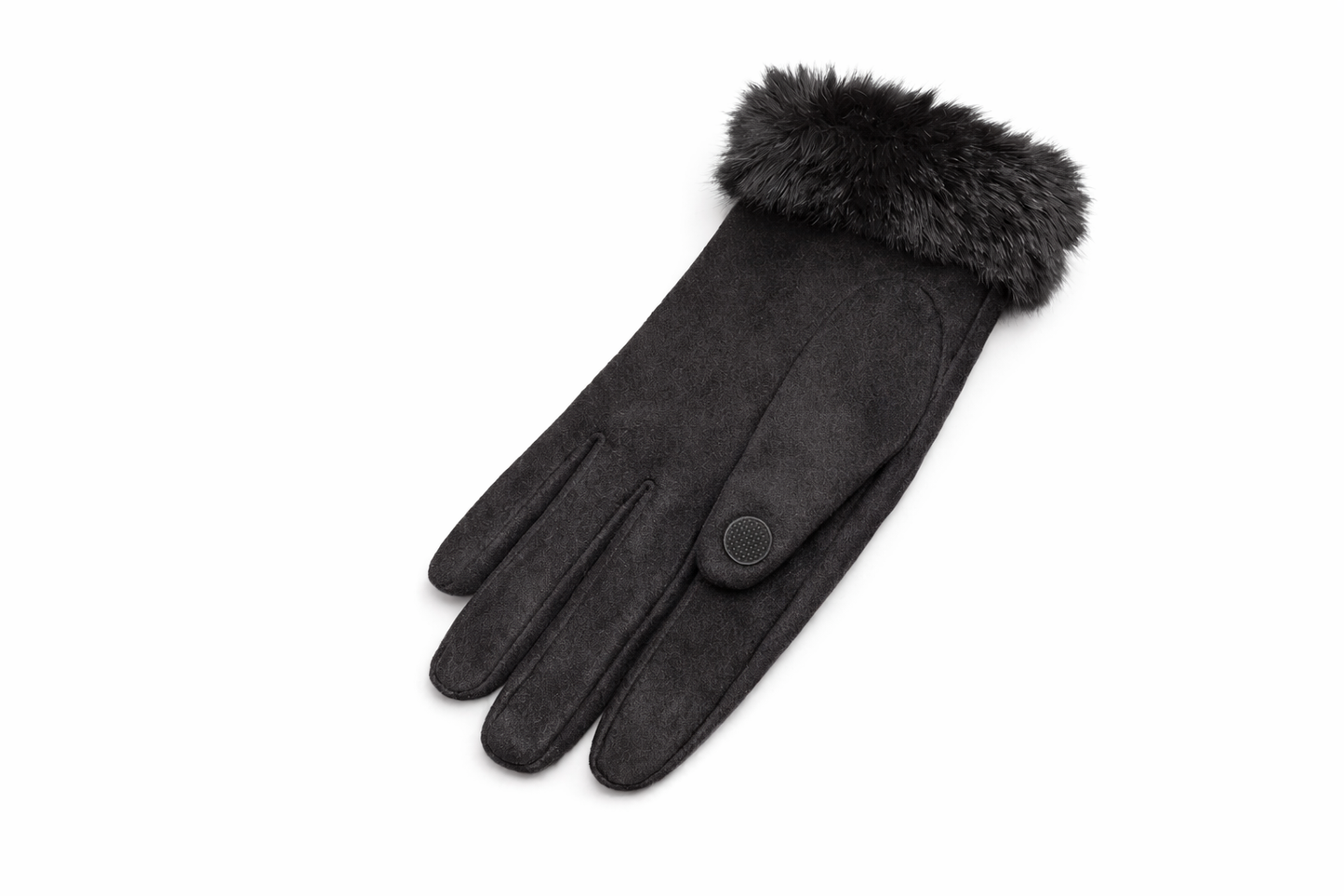 Bling Studded Faux Fur Gloves