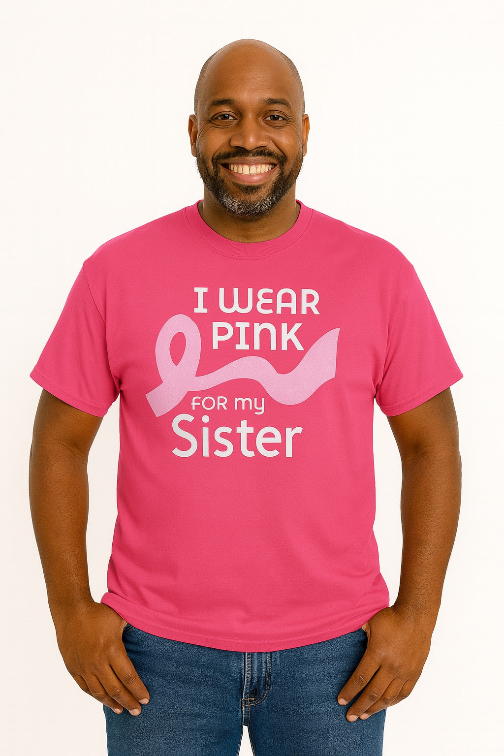 Mens Breast Cancer Extended Ribbon Tee