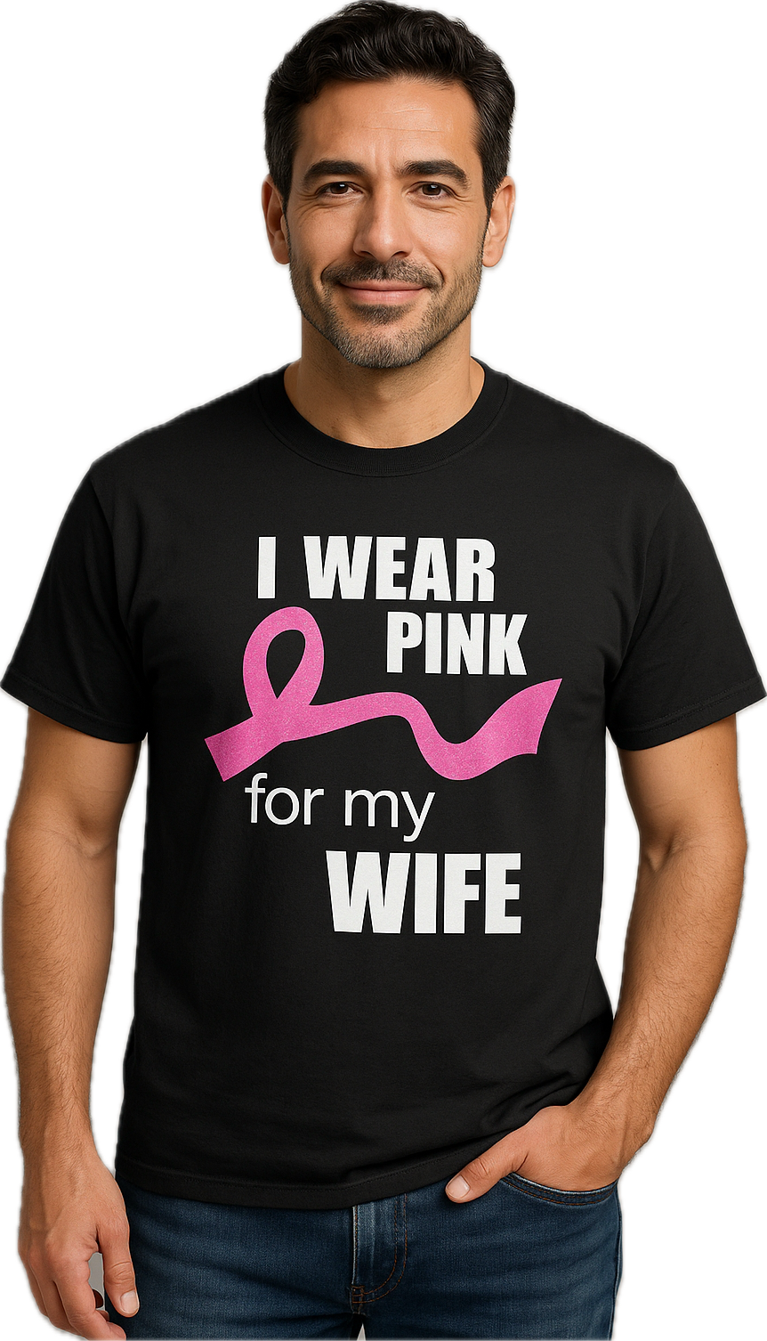 Mens Breast Cancer Extended Ribbon Tee