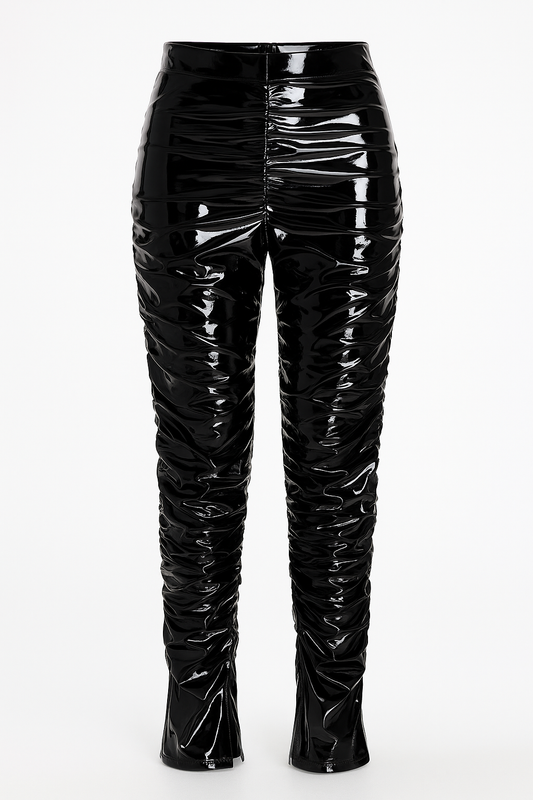 Black Vinyl Scrunch Pants