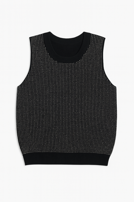 Sleeveless studded sweater